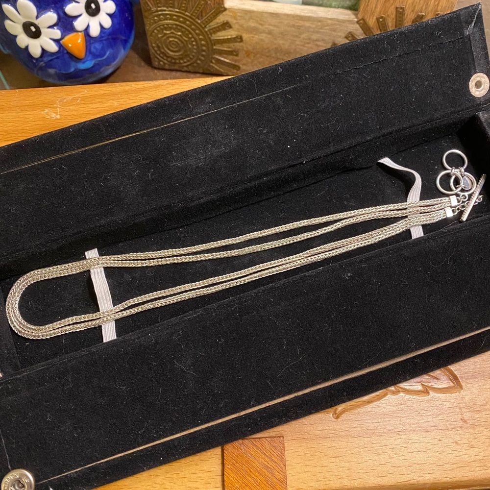 Lori Bonn Sterling foxtail charm necklace 18 in adjustable with 1 inch toggle